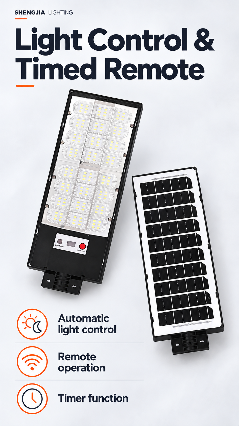 Integrated lighting control presentation of the Slimline Solar Street Light reference unit