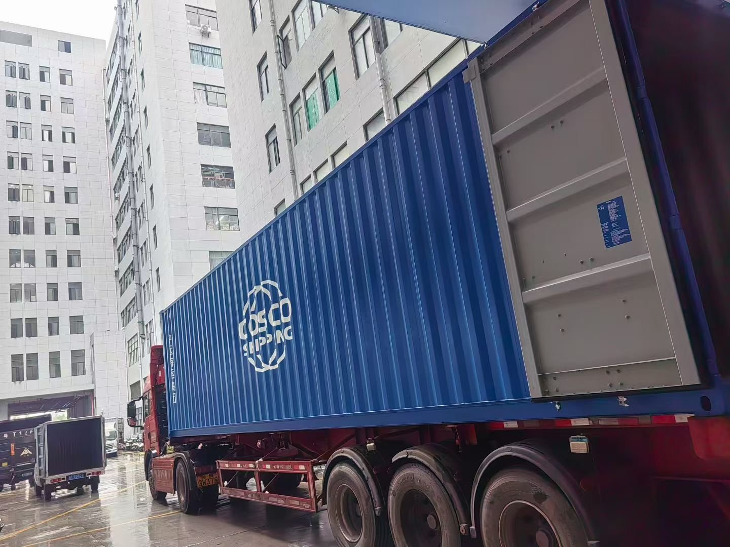 Export container at the facility