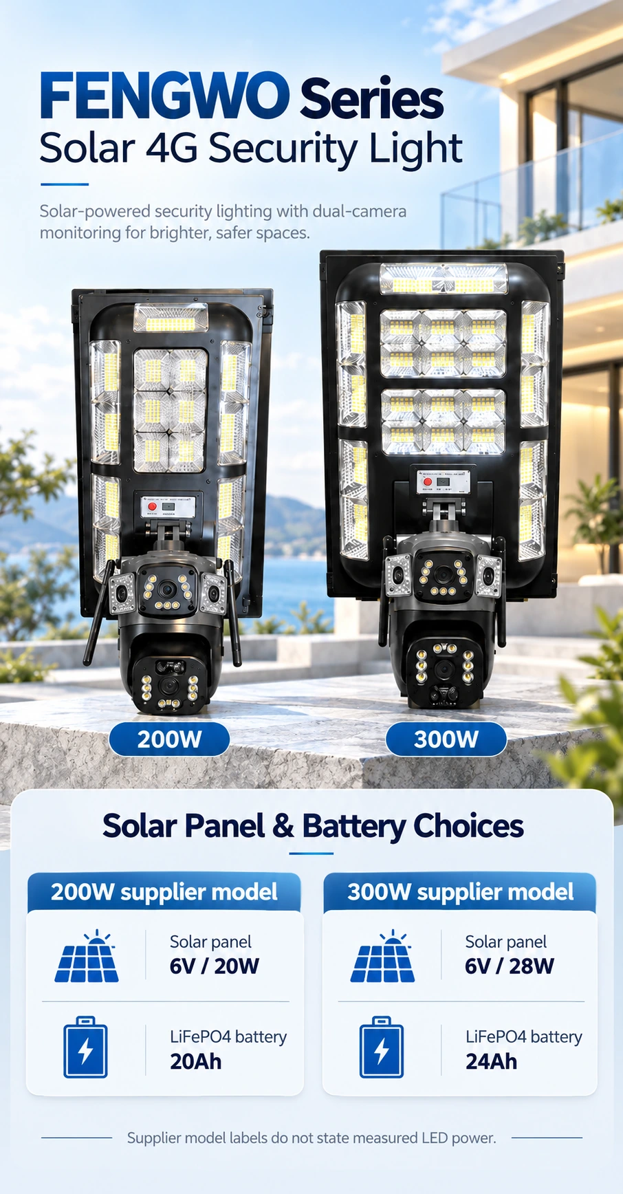 Fengwo Solar 4G Security Light — Power system and working modes